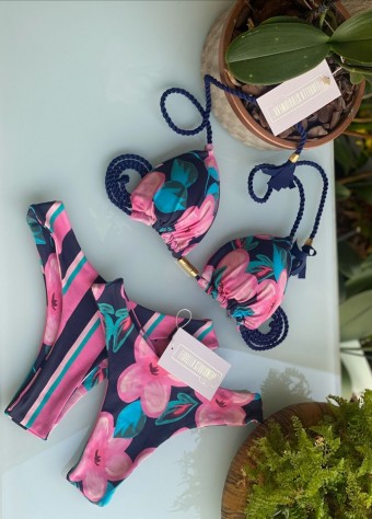 Biquini Floral Listrado