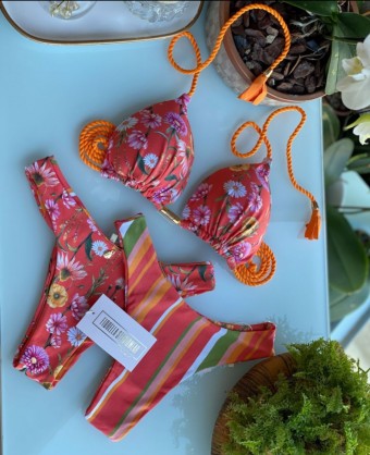 Biquini Floral Laranja