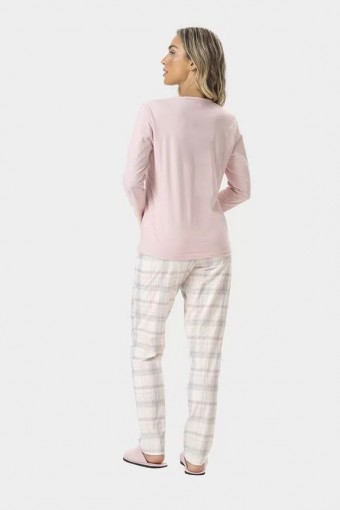 Pijama Feminino Adulto Manga Longa Xadrez
