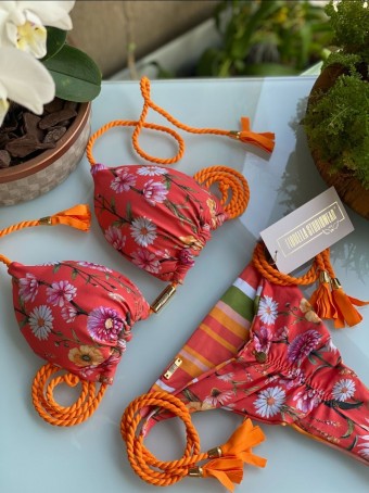 Biquini Floral Laranja