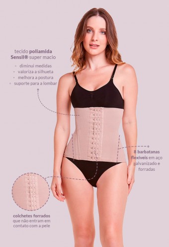 Corset Modelador Com Barbatana E Tecido Duplo Afina Cintura Base