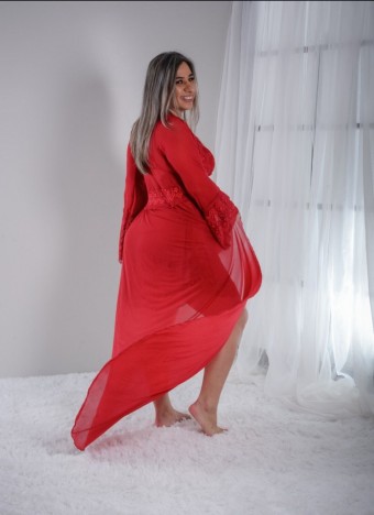 Robe Longo vermelho  arredondado