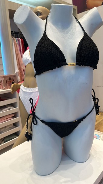 Biquini  Crochet Preto
