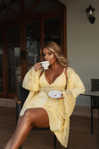 KIT CAMISOLA LIMONCELLO COM ROBE- 3 PEÇAS