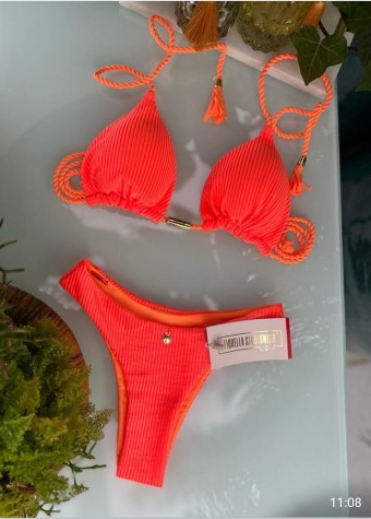 Biquini orange rendado