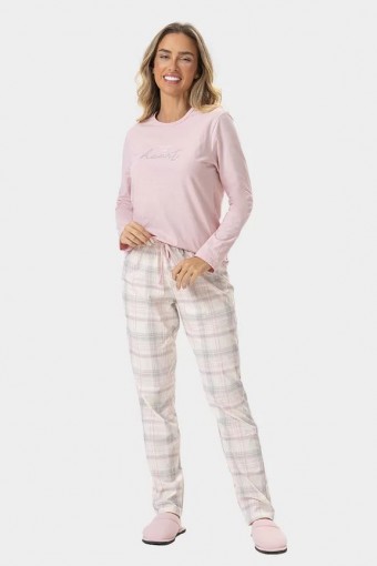 Pijama Feminino Adulto Manga Longa Xadrez