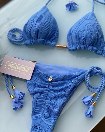 Biquini Rendado Azul